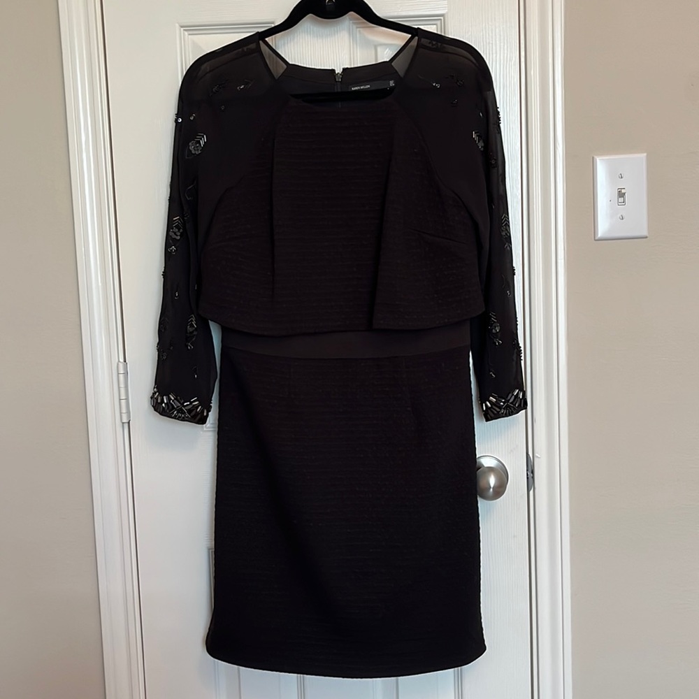 Karen Millen Black Jeweled Sleeve Dress